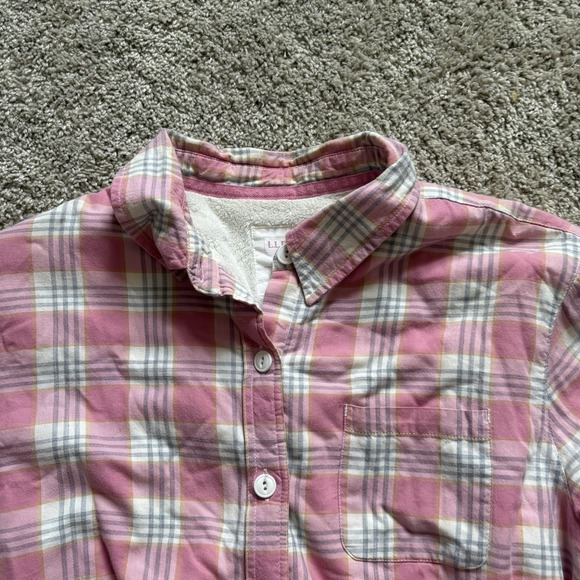 LL Bean Shirt Jacket Womens XL Pink Plaid Sherpa Lined Soft Outdoors - Picture 4 of 10
